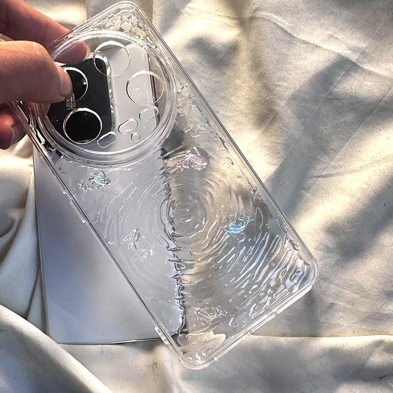 ins水波纹小鲸鱼透明适用华为mate70手机壳p60简约pura70pro高级感p80新款mate60硬壳p50pro防摔mate50立体感