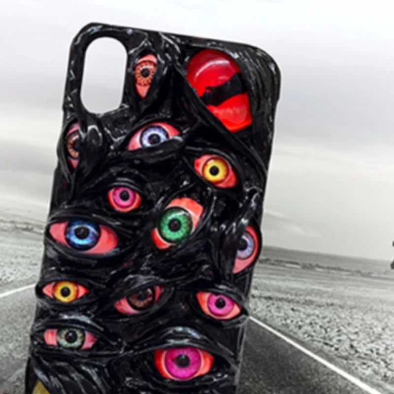 3D Gothic Scary Monster Eyeball Phone Case for Iphone 15 14 13 12 11 Pro Max X 7 8 Plus Case Poco X4 Gt Case Para Huawei Y9s