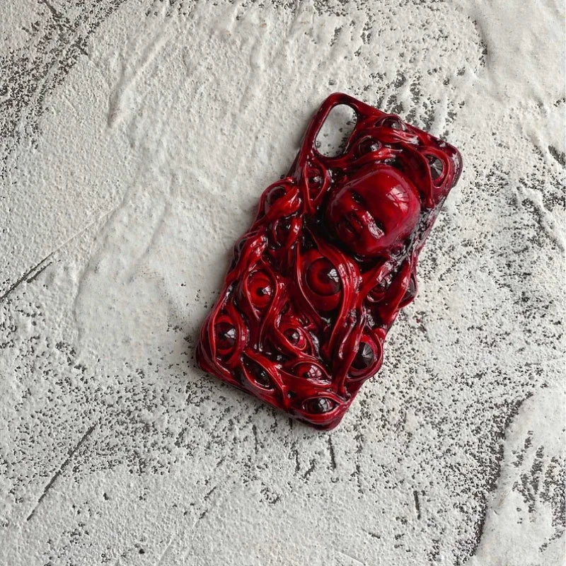 3D Red Gothic Decoden Eyeball Bloody Baby designer custom Horror Scary phone case for iphone 14 13 12 11 X Xr Xs Pro Max Case