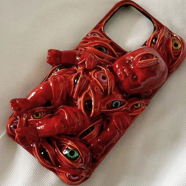 Gothic Bloody Baby Phone Case Scary Monster Eyeballs Cases for Iphone 15 14 13 12 11 Case Max 15 Pro Max Cover for Find X5 Lite