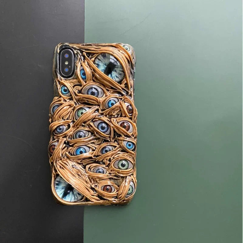 Gothic Decoden Phone Case Luminous Eyes Iphone 15 14 13 11 Pro Max Case Iphone X XR Cover Poco X4 Gt s22 ultra Find X5 Lite Case