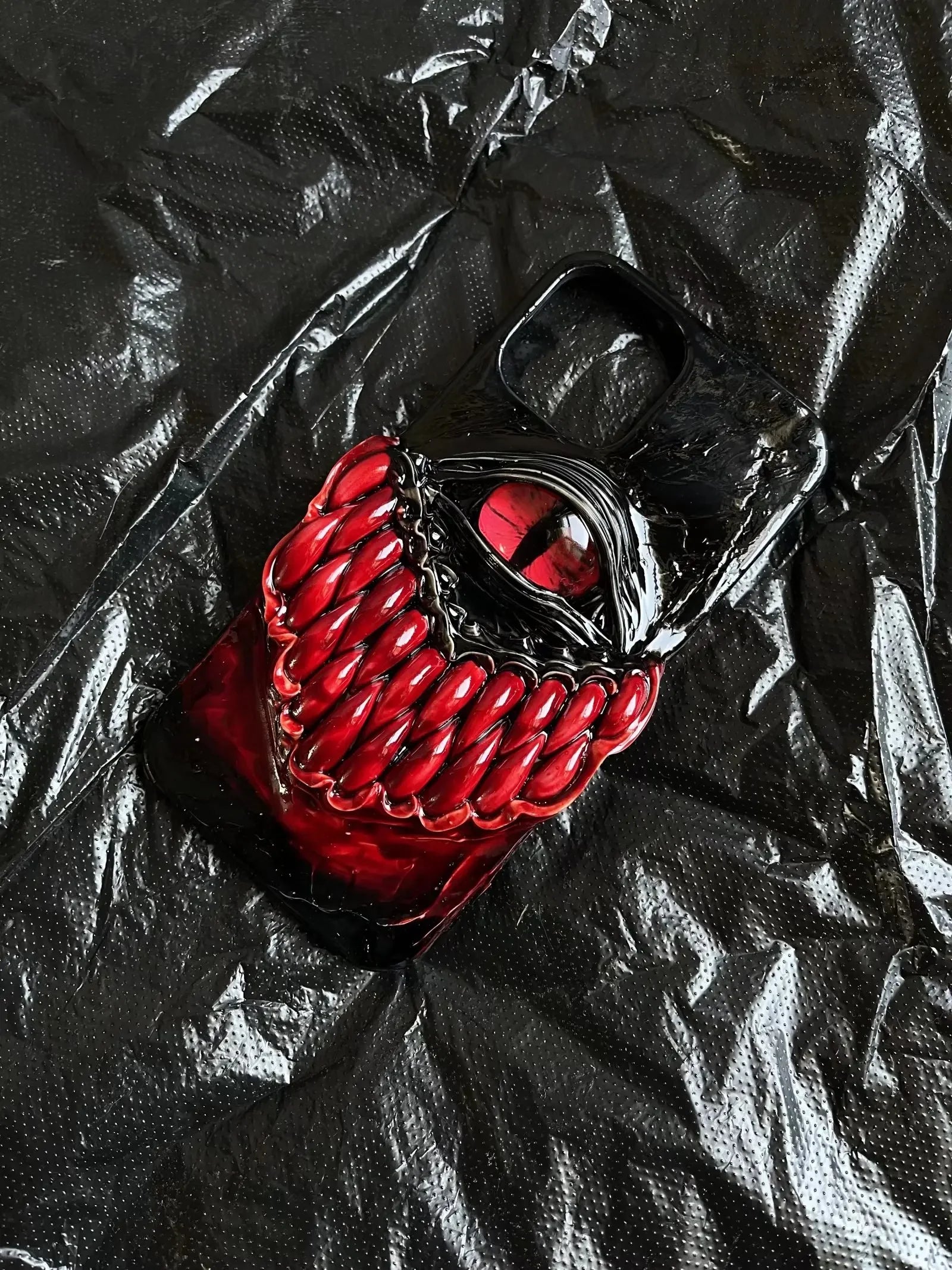 3D Phone Case Gothic Scary Red Teeth Phone Cover Handmade Monster Iphone 11 Case 12 13 14 Pro Max Xs XR 7 8 Plus SE X4 Gt Cover
