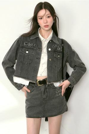 A Line Denim Skirt Set-Up