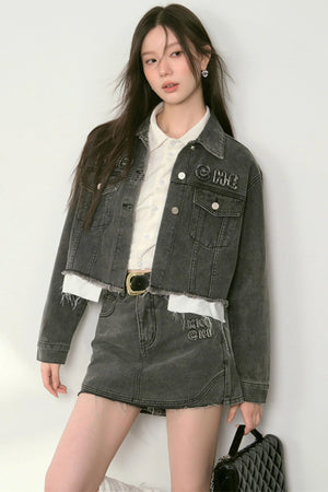 A Line Denim Skirt Set-Up