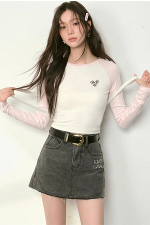 A Line Denim Skirt Set-Up