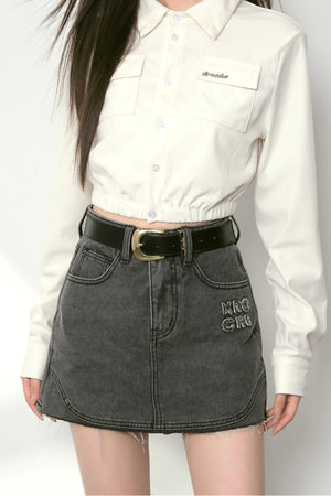 A Line Denim Skirt Set-Up