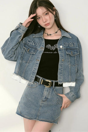 A Line Denim Skirt Set-Up