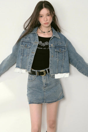 A Line Denim Skirt Set-Up