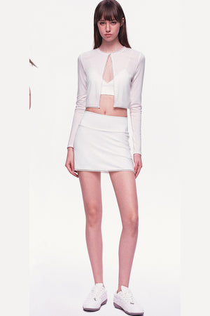 A-Line Elastic Waist Tennis Short Skirt