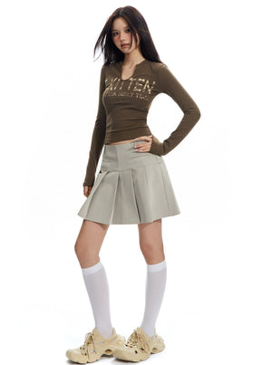 A-line Low Waist Pleated Skirt