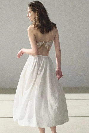 A-Line Lyocell Linen Midi Skirt