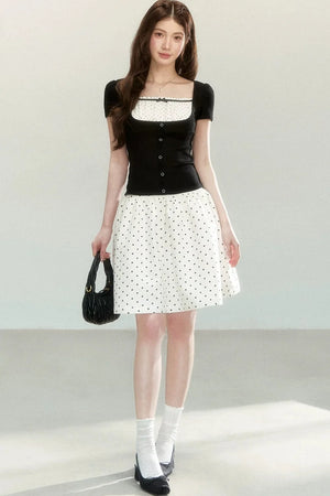 A-Line Polka Dot Mini Skirt
