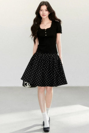 A-Line Polka Dot Mini Skirt