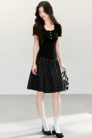 A-Line Polka Dot Mini Skirt