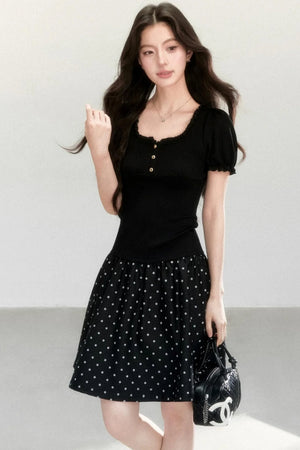 A-Line Polka Dot Mini Skirt