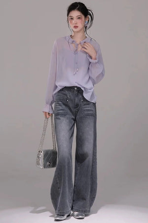 Acetate Deep Purple Blouse Set