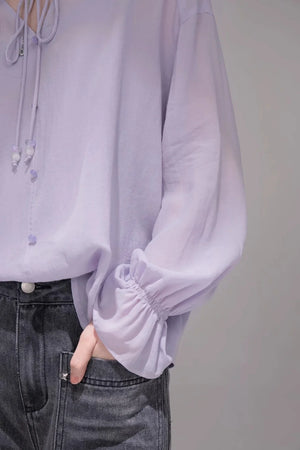 Acetate Deep Purple Blouse Set