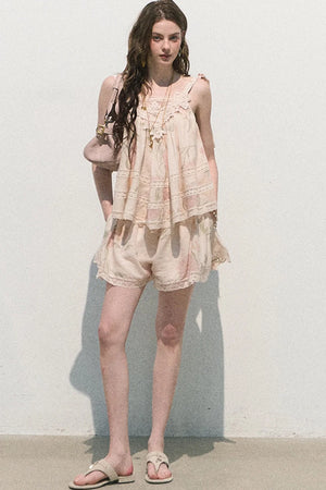 Acetate Linen Backless Camisole Set-Up