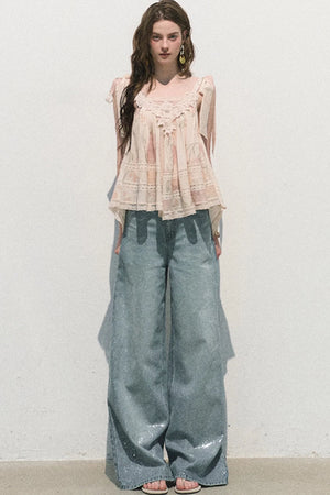Acetate Linen Backless Camisole Set-Up