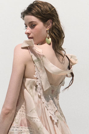 Acetate Linen Backless Camisole Set-Up