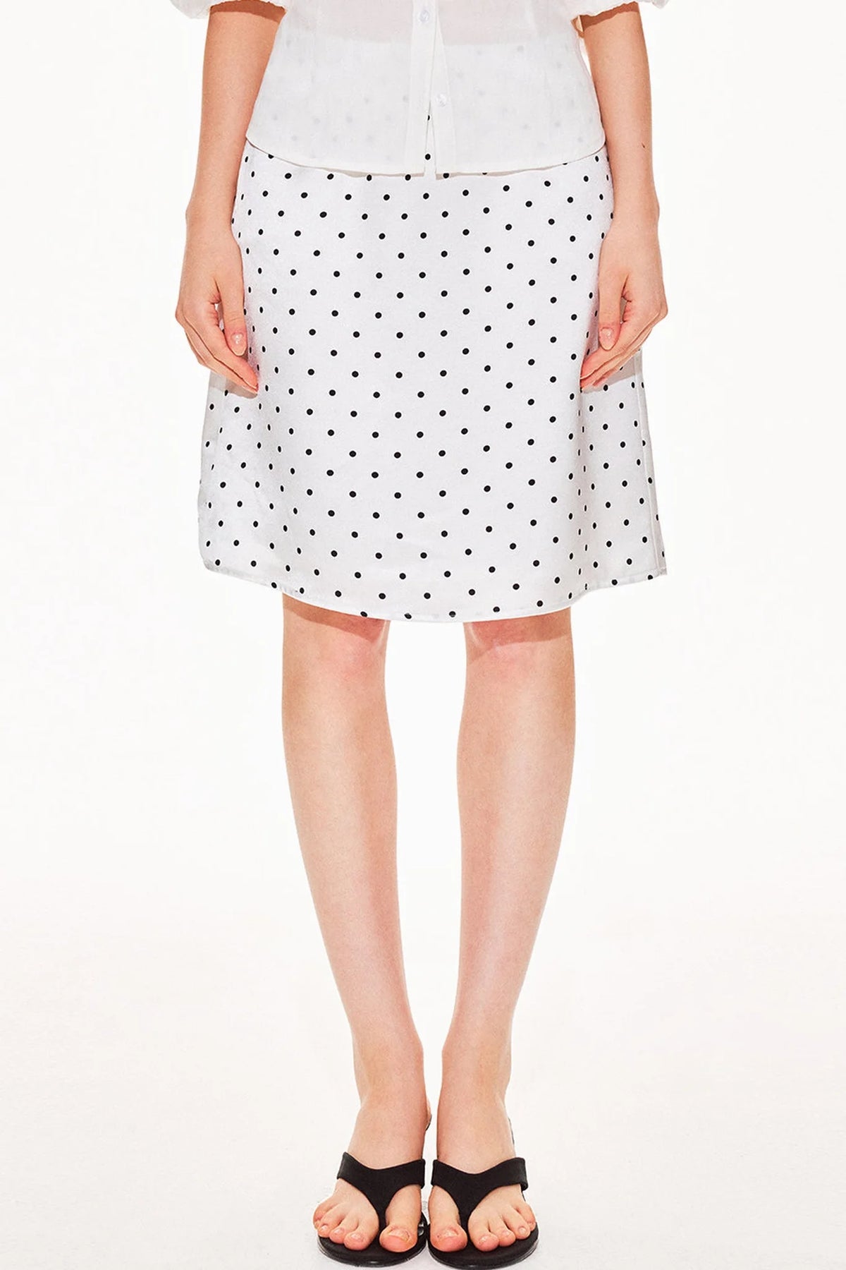 Acetate Satin Polka Dot Skirt