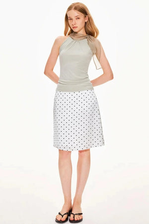 Acetate Satin Polka Dot Skirt