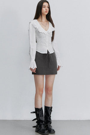 Adjustable Tie Tencel A-Line Skirt