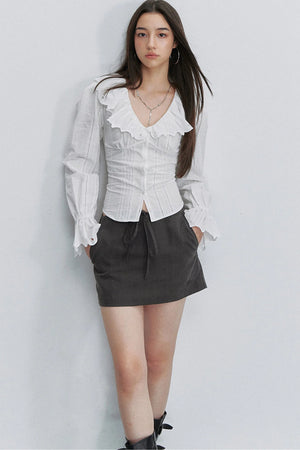 Adjustable Tie Tencel A-Line Skirt