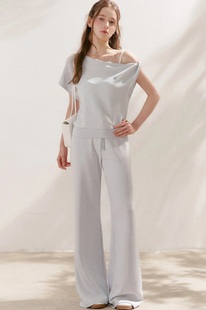 Air-Layer Asymmetric T-Shirt And Trousers Set-Up