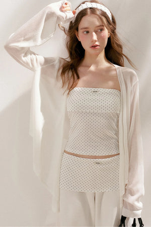 Airy Knit Tie-Up Cardigan