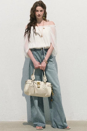 Airy Off-Shoulder Chiffon Blouse