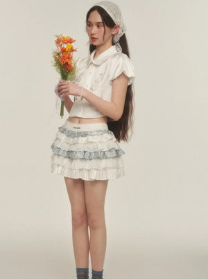 Airy Puff Sleeve Lace Shirt