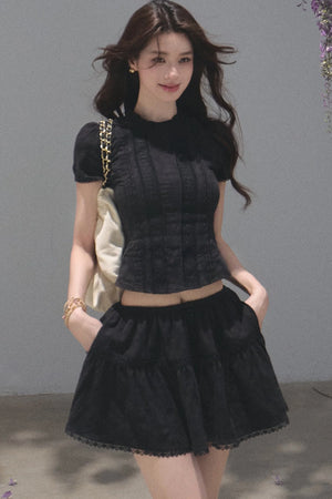 All Branches Cotton Short-Sleeve Top and Skirt Set