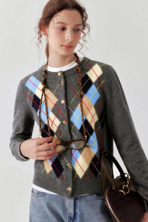 All-Wool Quilted Layering Sweater Cardigan