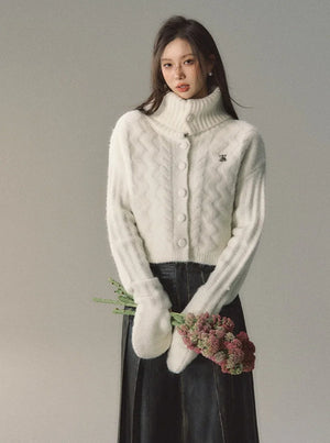 alpaca knit turtleneck sweater cardigan jacket