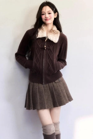 Amber Flow Wool Plaid Skirt