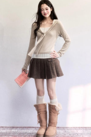Amber Flow Wool Plaid Skirt