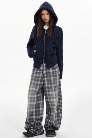 American Hooded Cable Knit Sweater