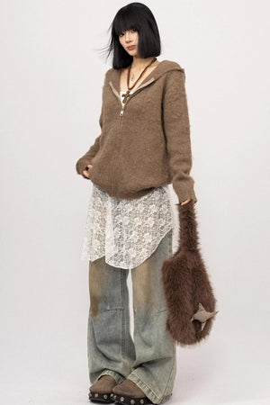 American Loose Hoodie Cardigan