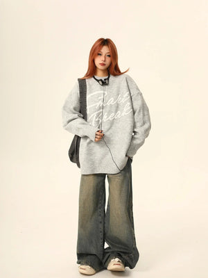 American loose knitwear sweater