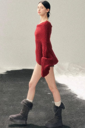 American Off-Shoulder Cable Sweater