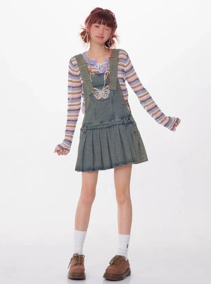 American Retro Design Sense Waist Butterfly Skirt