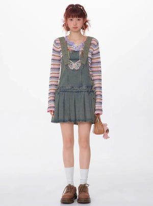 American Retro Design Sense Waist Butterfly Skirt