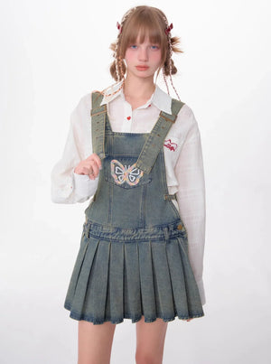 American Retro Design Sense Waist Butterfly Skirt