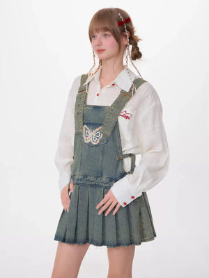 American Retro Design Sense Waist Butterfly Skirt