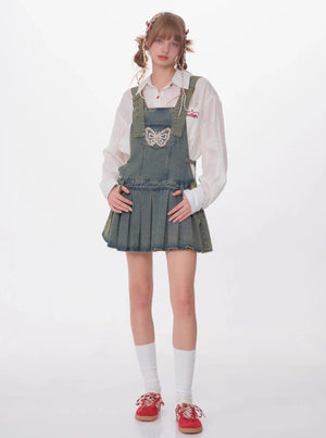 American Retro Design Sense Waist Butterfly Skirt