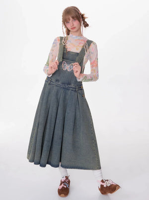 American Retro Design Sense Waist Butterfly Skirt
