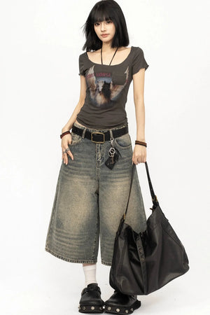 American Retro Distressed Denim Pants