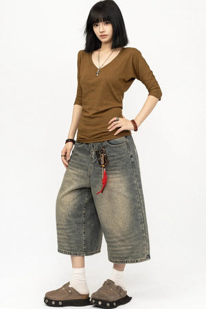 American Retro Distressed Denim Pants