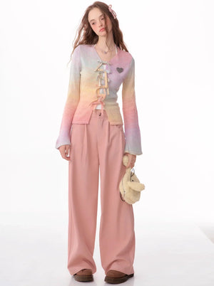 American retro high-waisted straight leg pants